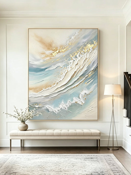 Hand-Painted Abstract Ocean Decorative Painting