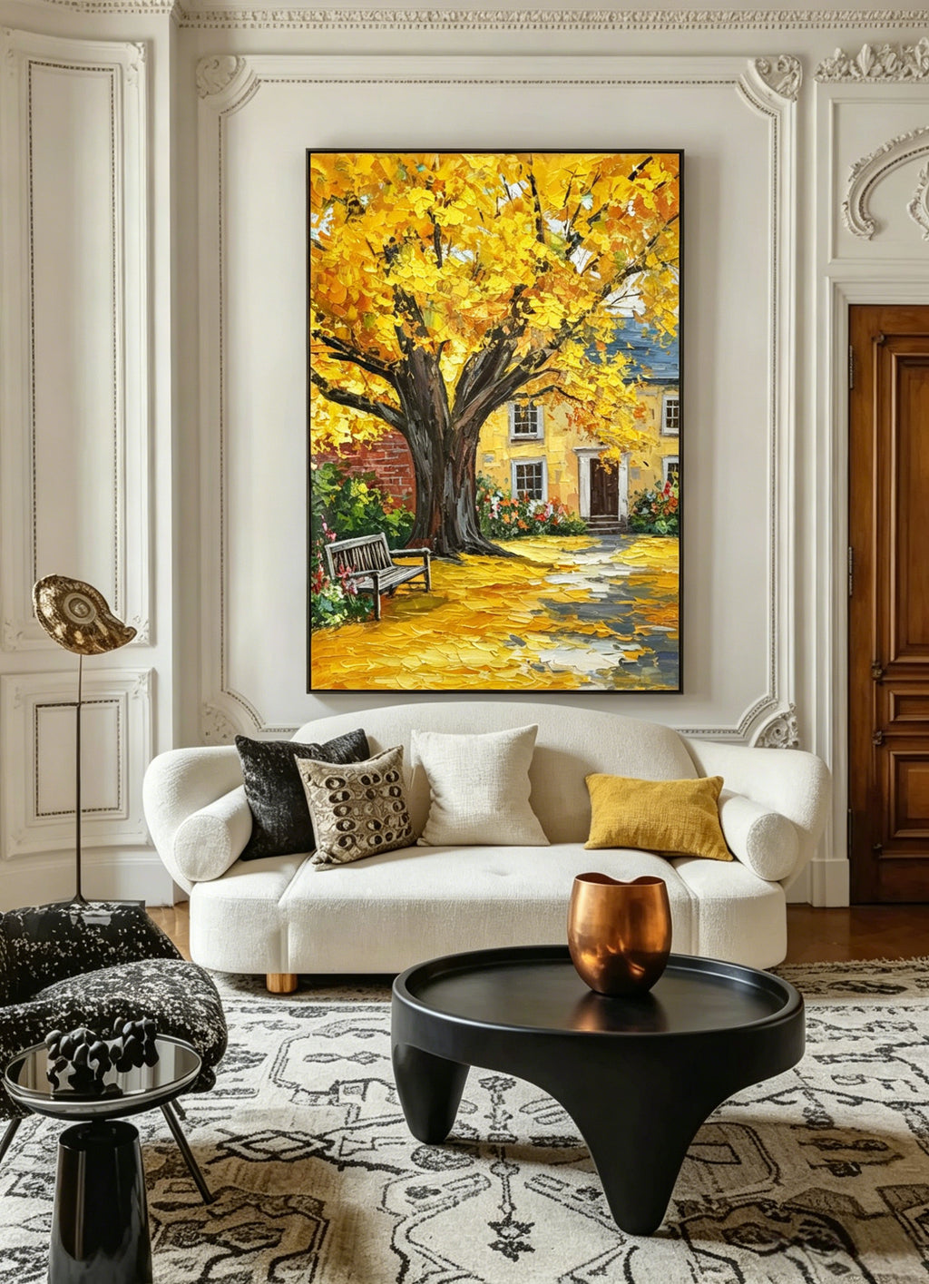 "Autumn Courtyard" – A modern Impressionist landscape painting | A creative decorative artwork for an autumn corridor