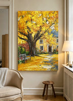 "Autumn Courtyard" – A modern Impressionist landscape painting | A creative decorative artwork for an autumn corridor