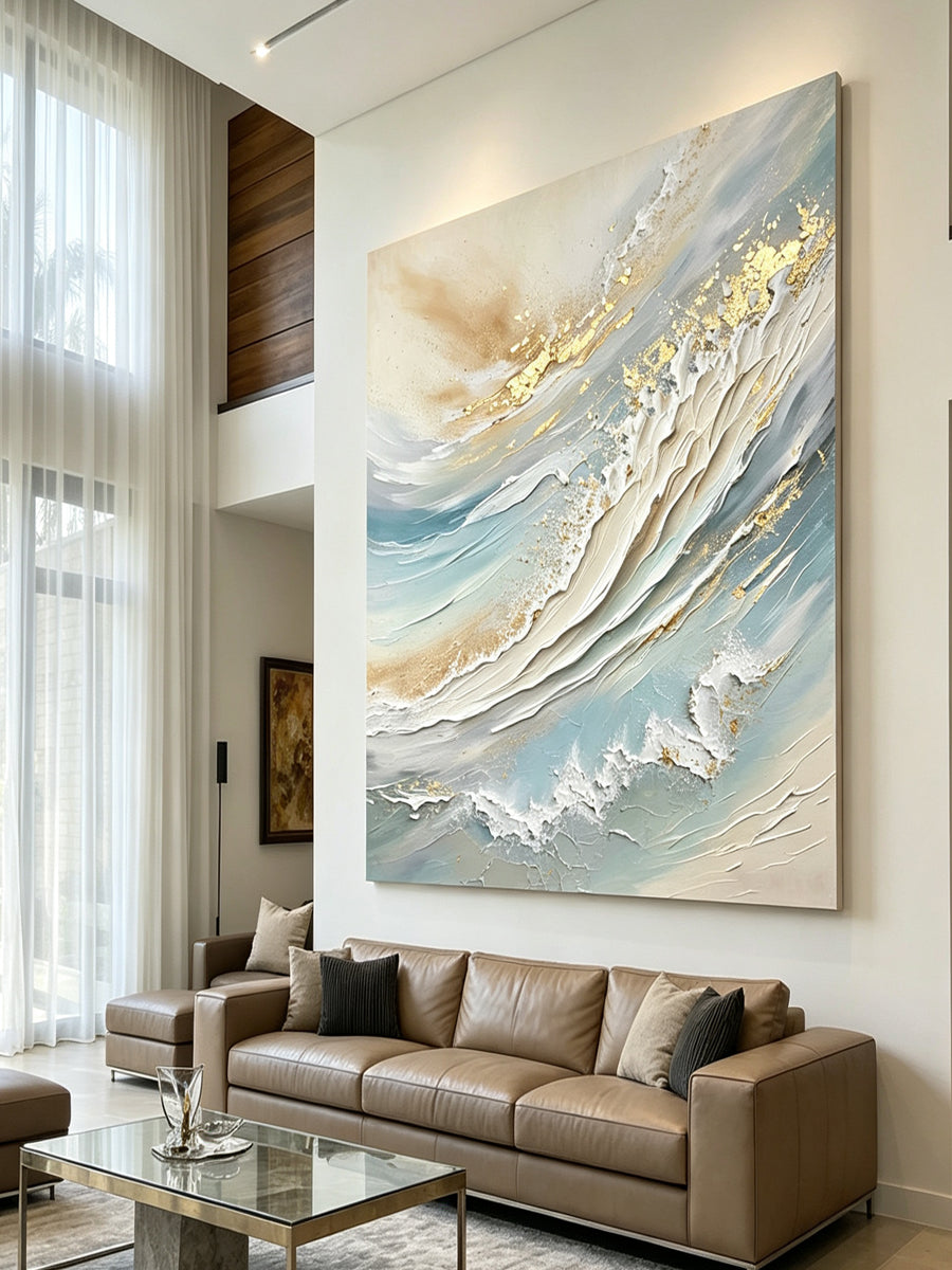 Hand-Painted Abstract Ocean Decorative Painting