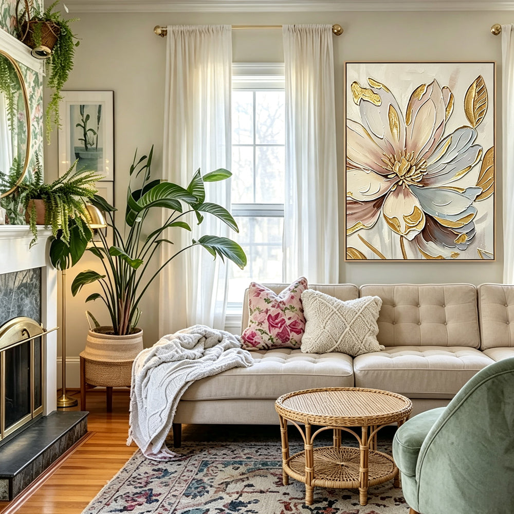 Hand-drawn floral paintings