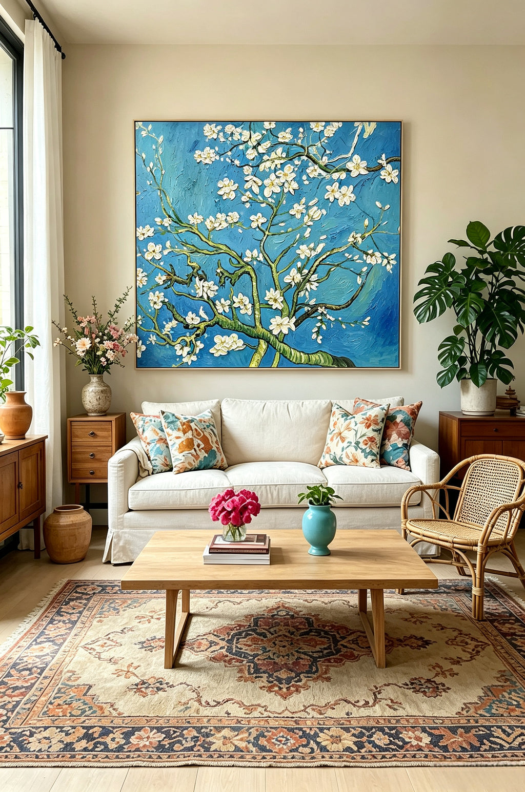 Reproduction version – purely hand-drawn apricot blossoms