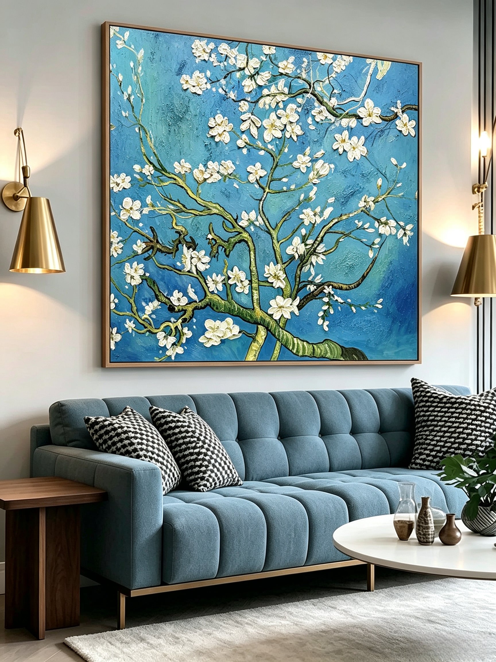 Reproduction version – purely hand-drawn apricot blossoms