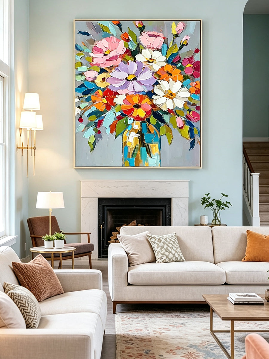 Hand-drawn floral paintings