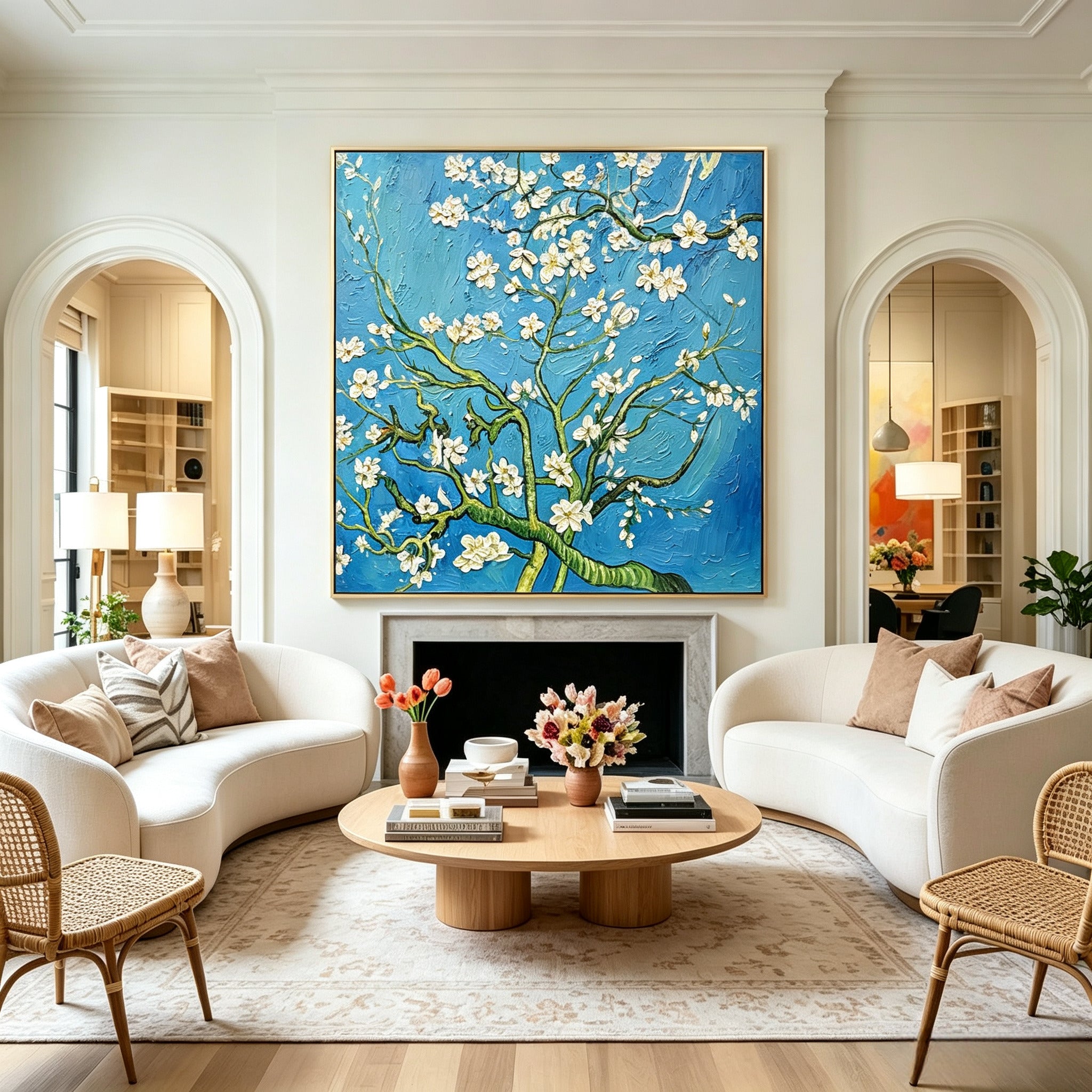 Reproduction version – purely hand-drawn apricot blossoms