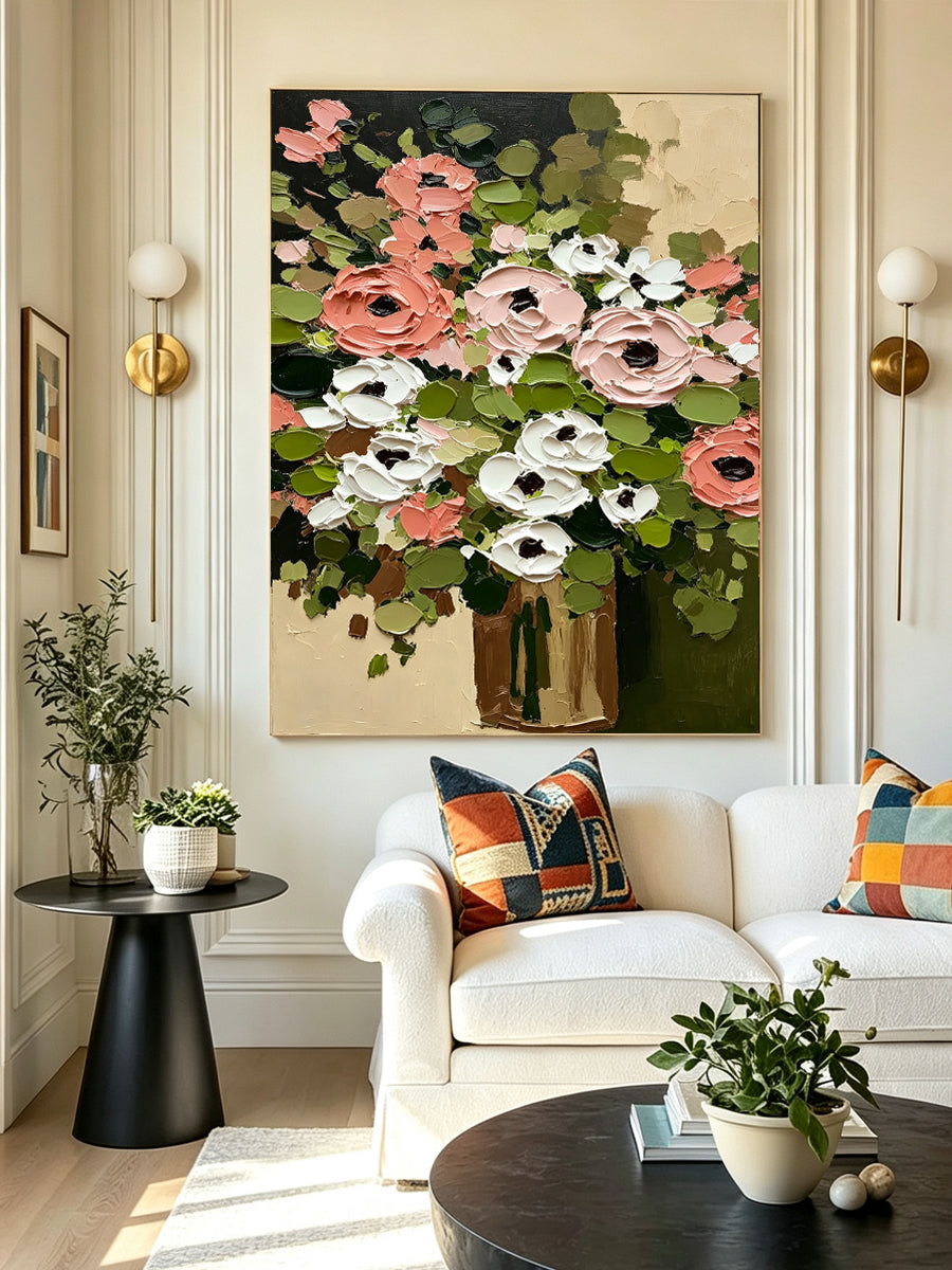 Hand-drawn floral paintings