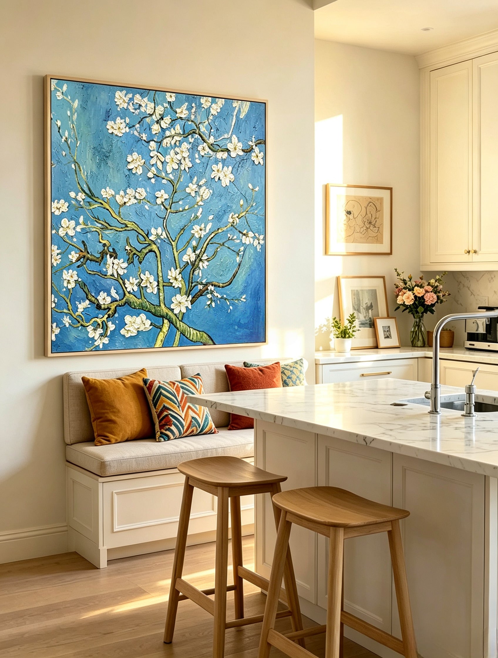 Reproduction version – purely hand-drawn apricot blossoms