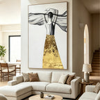 Abstract painting of a figure's back view