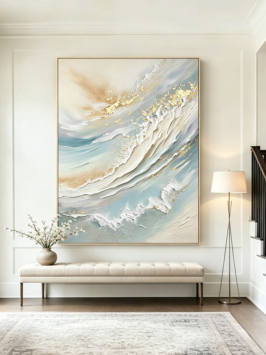 Hand-Painted Abstract Ocean Decorative Painting