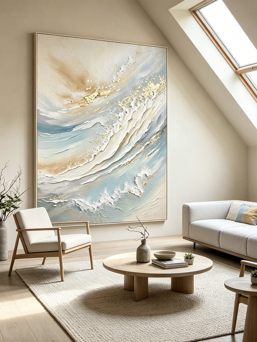 Hand-Painted Abstract Ocean Decorative Painting