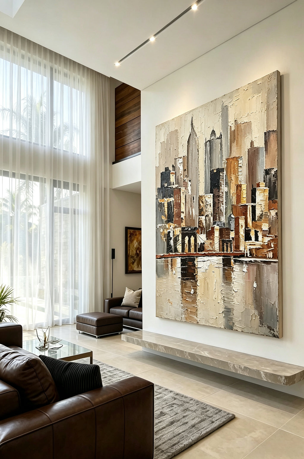 Abstract hand-drawn painting of a cityscape