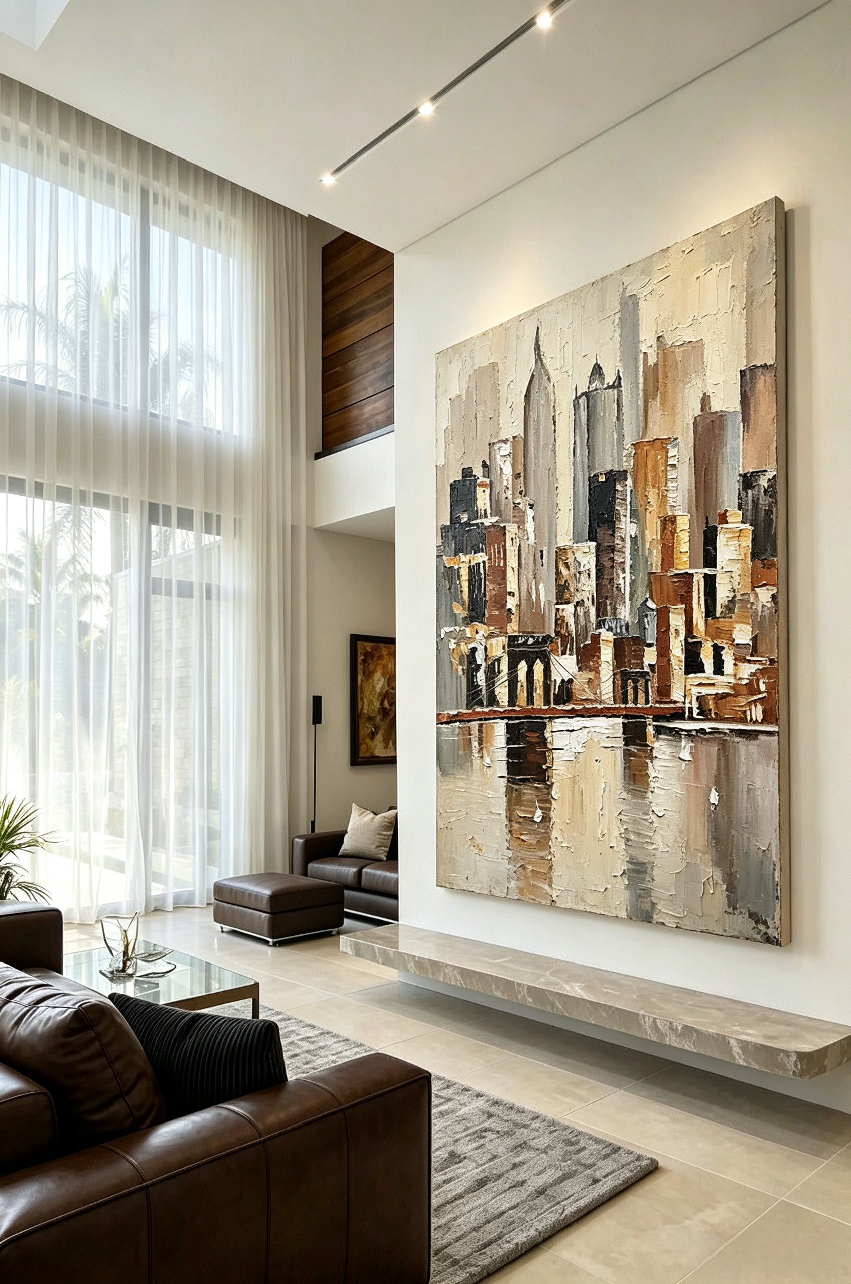 Abstract hand-drawn painting of a cityscape